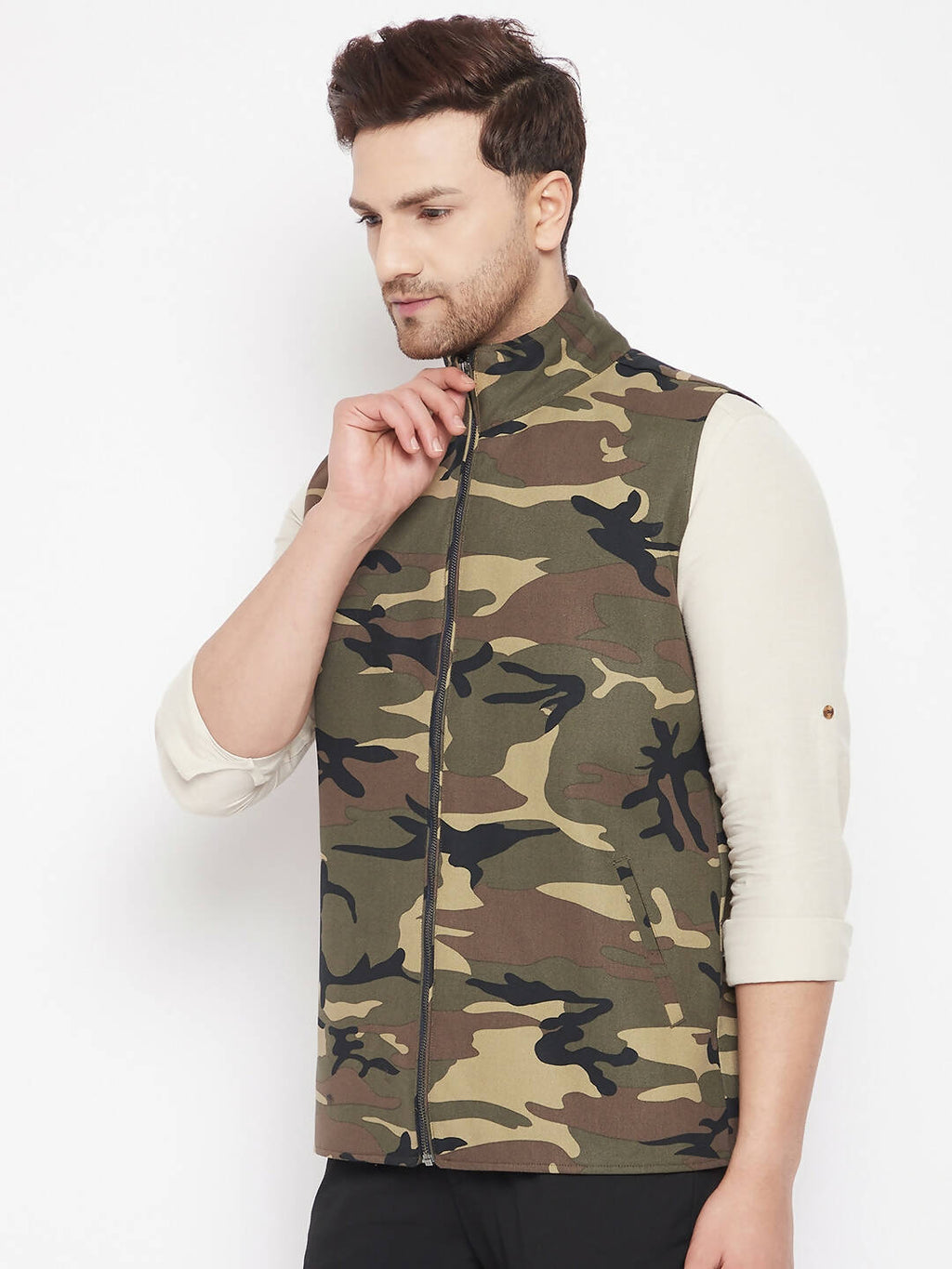 Even Apparels Multi Cotton Men Woven Nehru Jacket