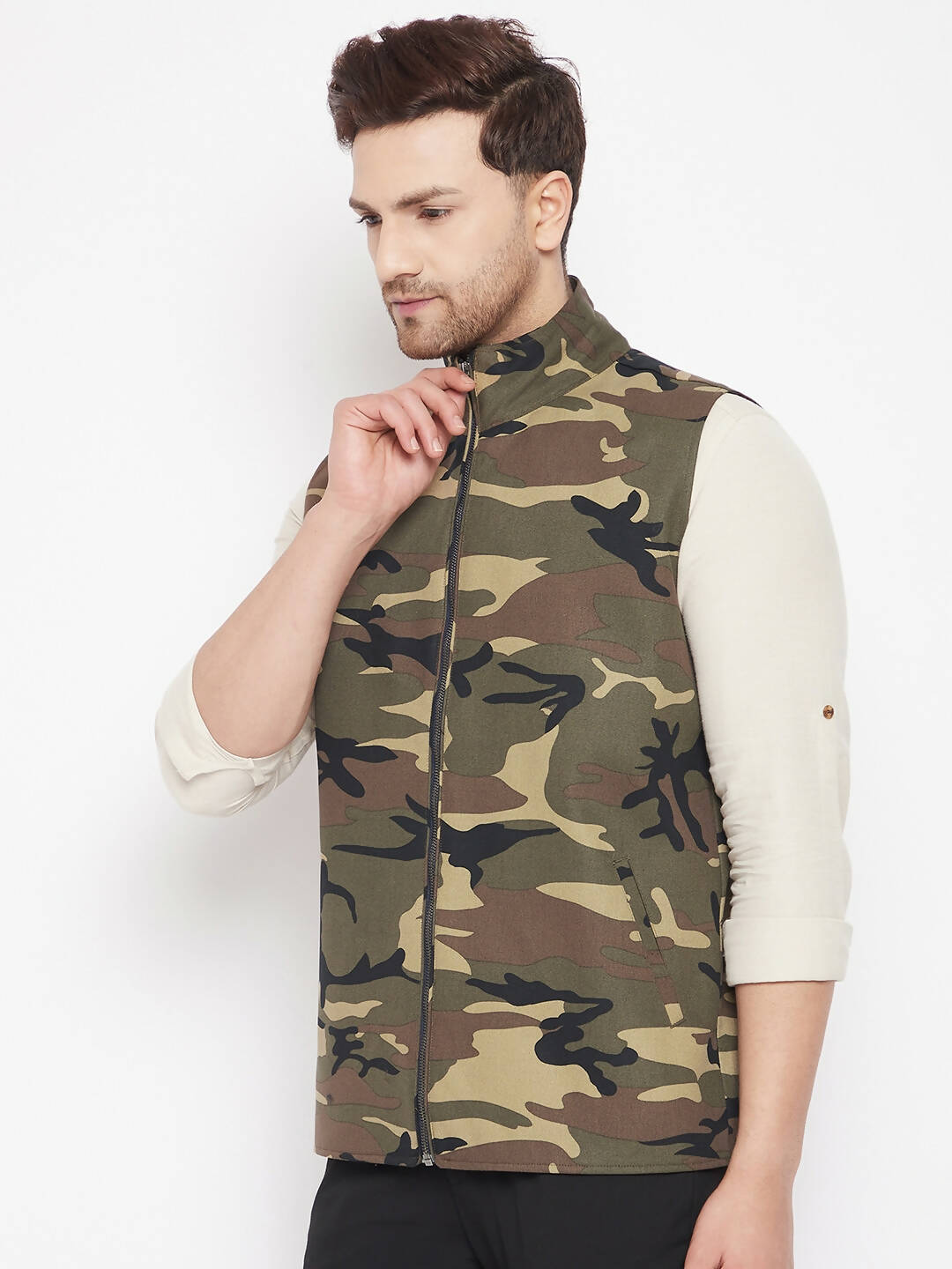 Even Apparels Multi Cotton Men Woven Nehru Jacket