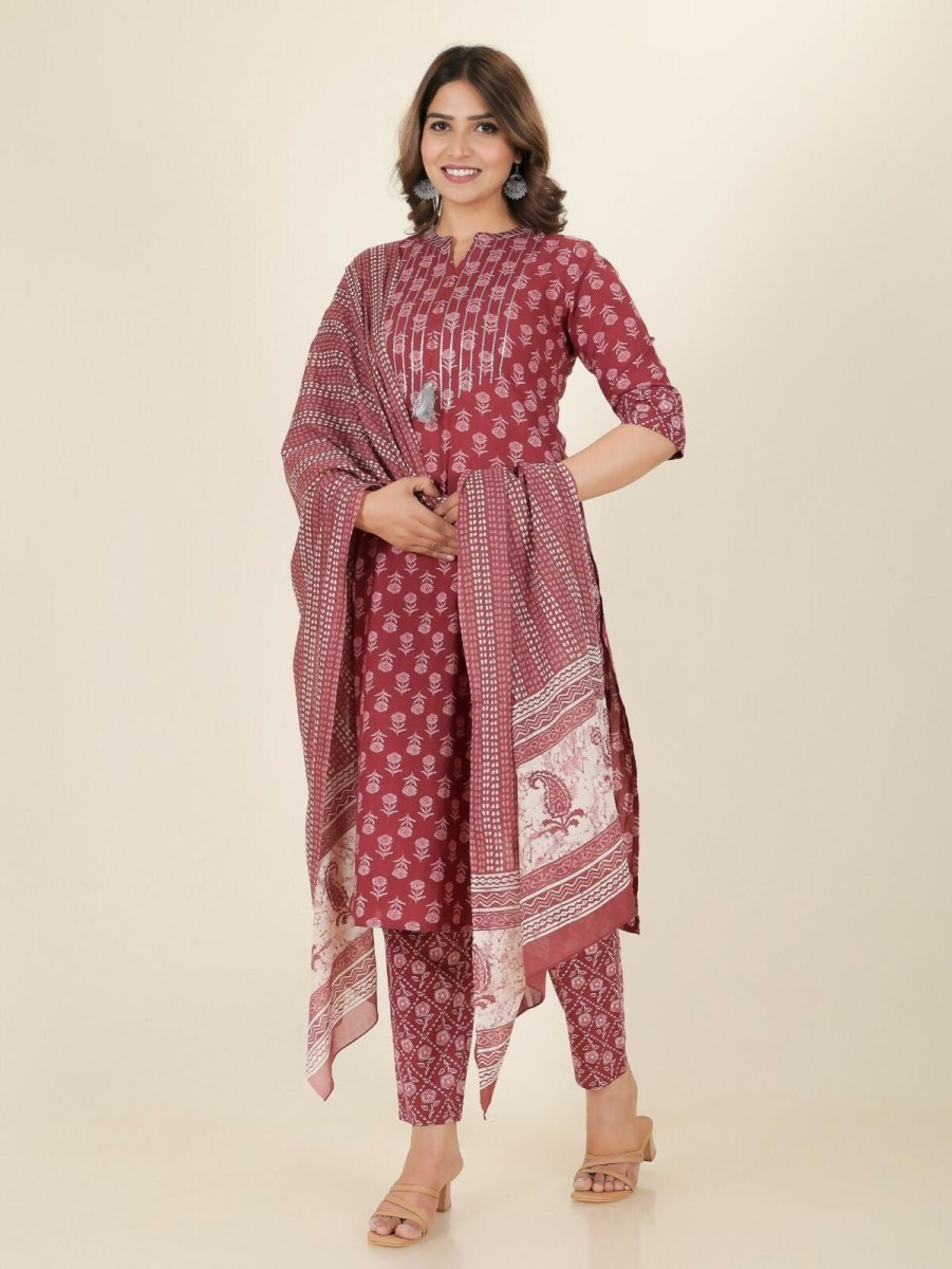 Aramya Straight Soft Cotton Block Print Women's Kurta - Pink