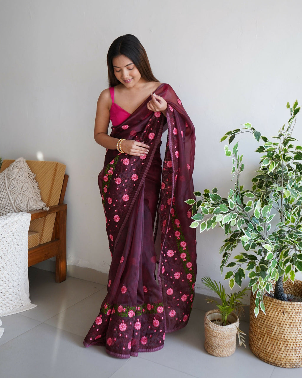 Vamsee Annie Chocolate Georgette Saree