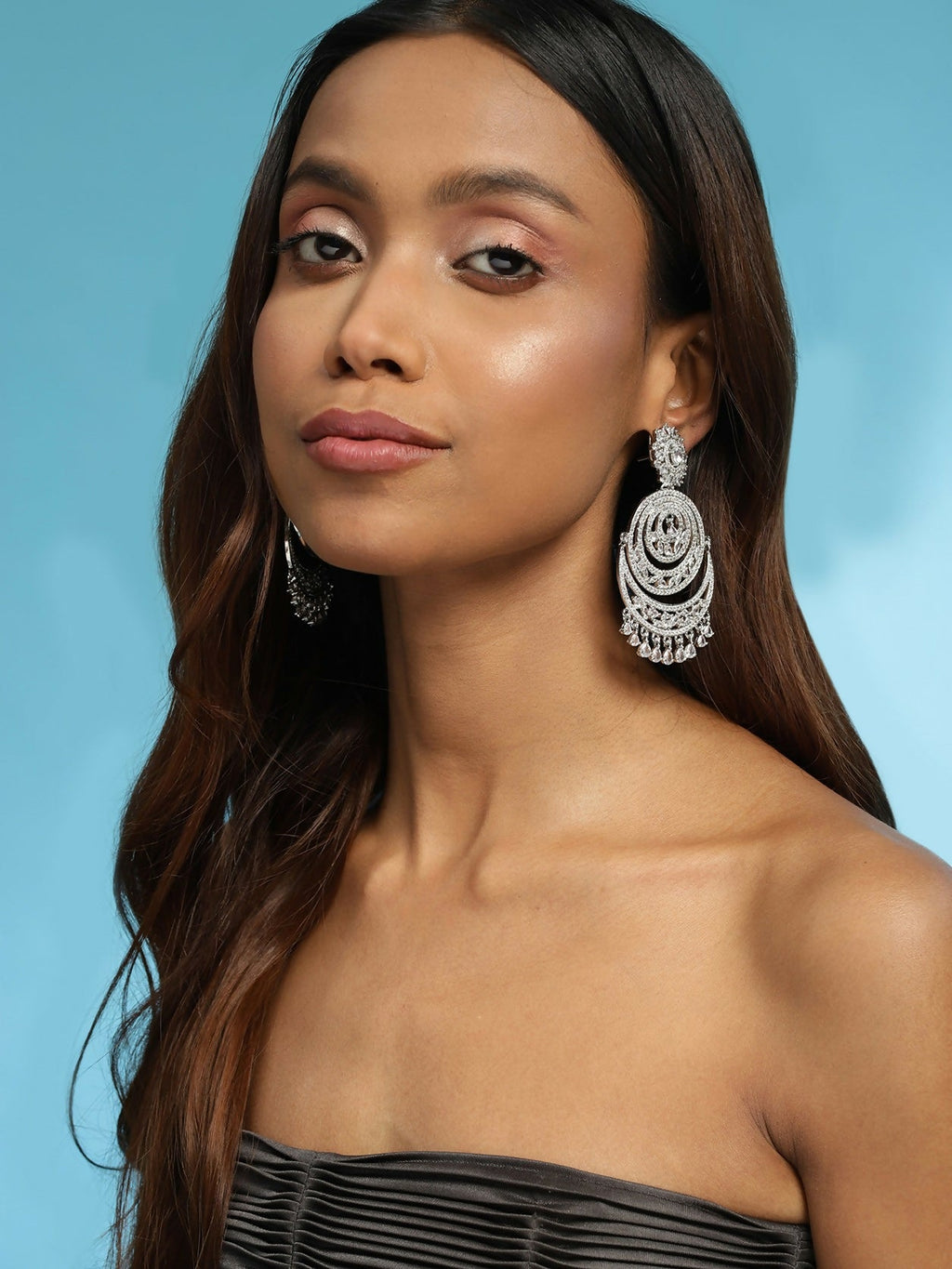 Diamond Chand Earrings- Ruby Raang