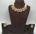 Khavi Arts Enamel Studded Pearl Choker-Pink