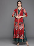 Ahalyaa Women's Green Crepe Gold Smoke Printed Dress