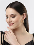 NVR Women Gold-Polished Circular-Shaped Half Hoop Earrings