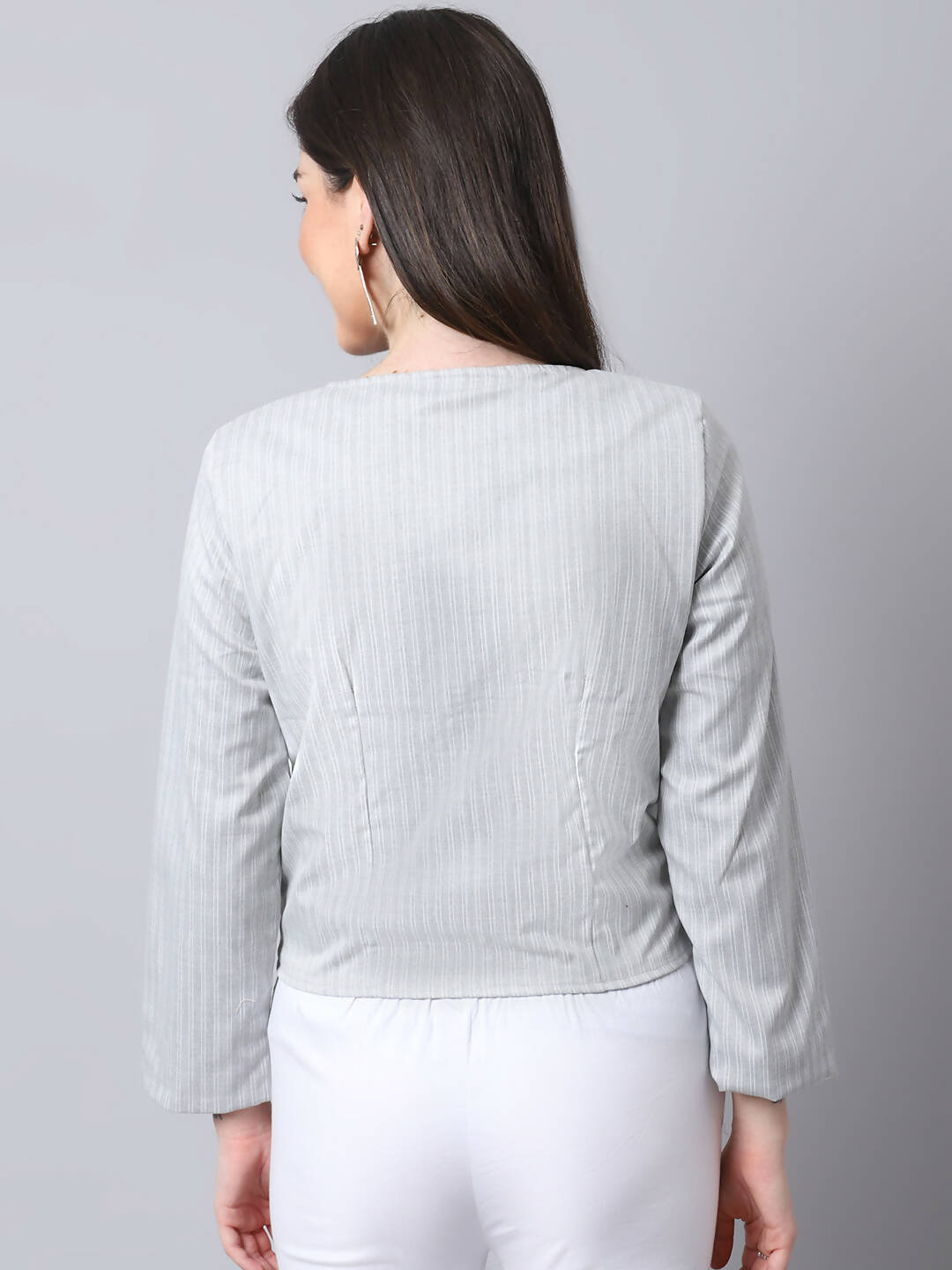 Even Apparels Grey Polywool Open Front Statement Women's Jacket (PW681)