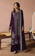 Anaita Purple Velvet Suit with Embroidery Sequence Work