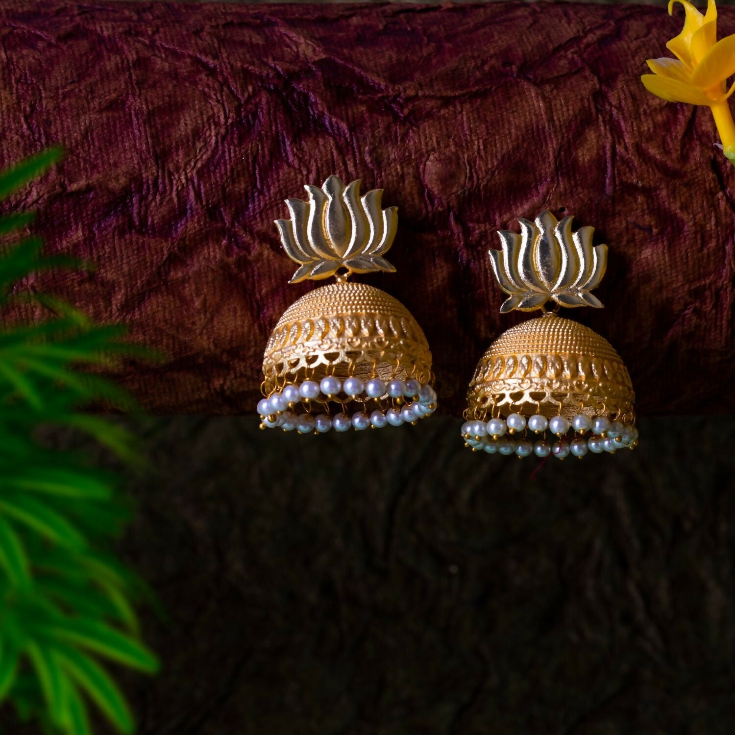 Joban Fashion Women Matte Gold Brass Jhumka