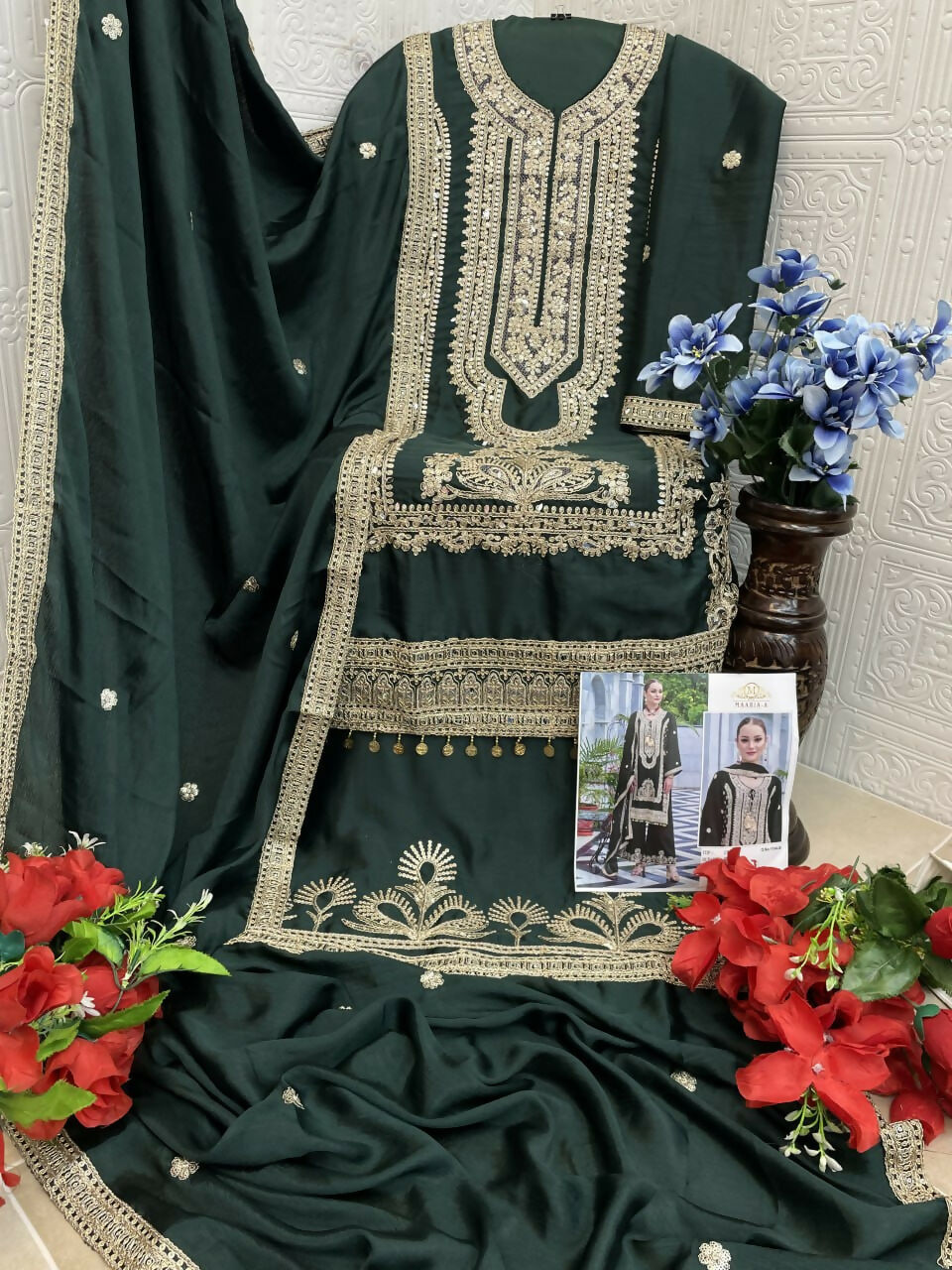 Vastranavya Heavy Chinon With Embroidery Coding Sequence with Real Mirror Work Pakistani Suits