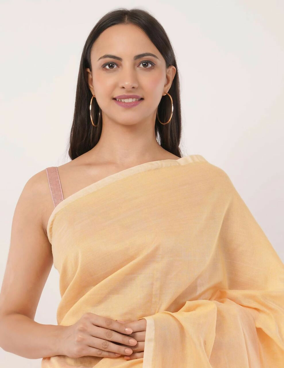 Exclusive Collection Beautiful Khadi Cotton Cream Light Orange Light Yellow Handloom Saree