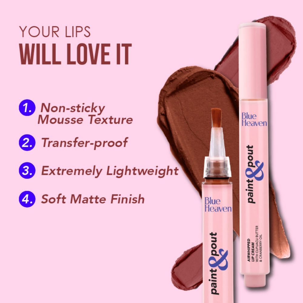 Blue Heaven Paint & Pout Airwhipped Lip Cream - Natural Blush 09