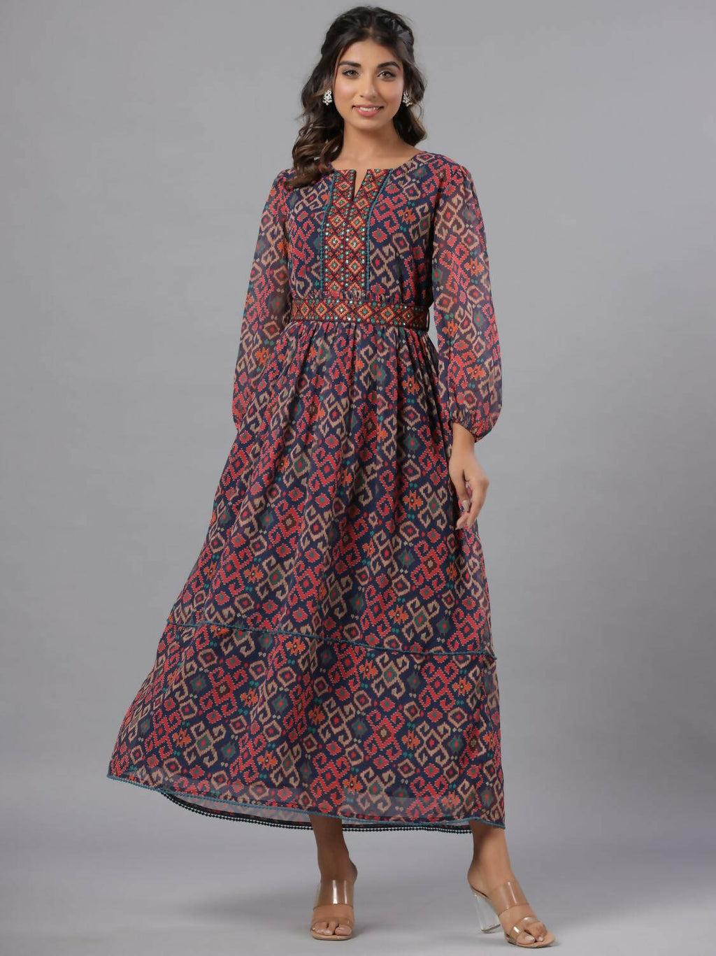 Juniper Women Multi Coloured Chiffon Printed Maxi Dress
