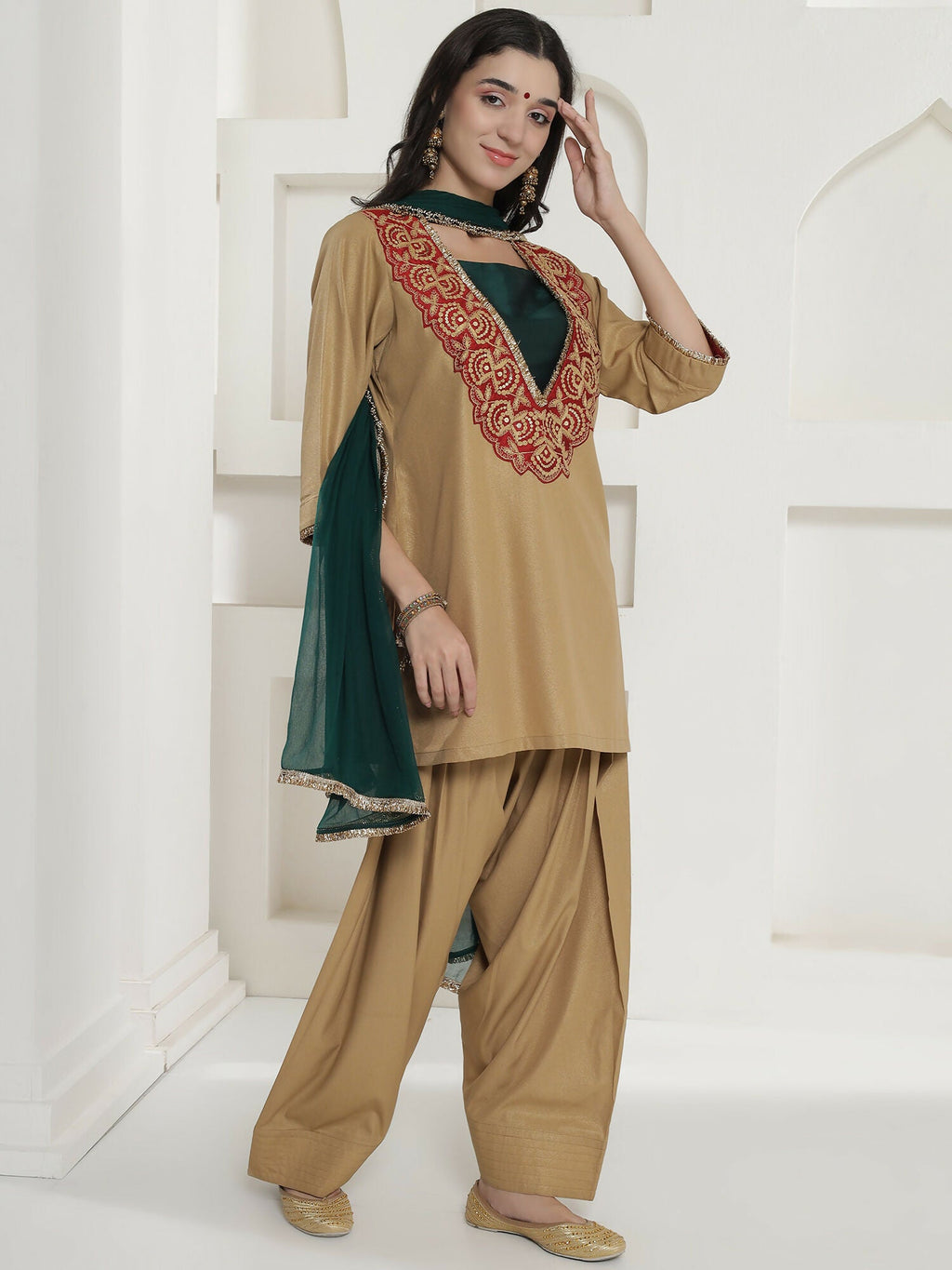 Joban Fashion Golden Farshi Salwaar Suit Set