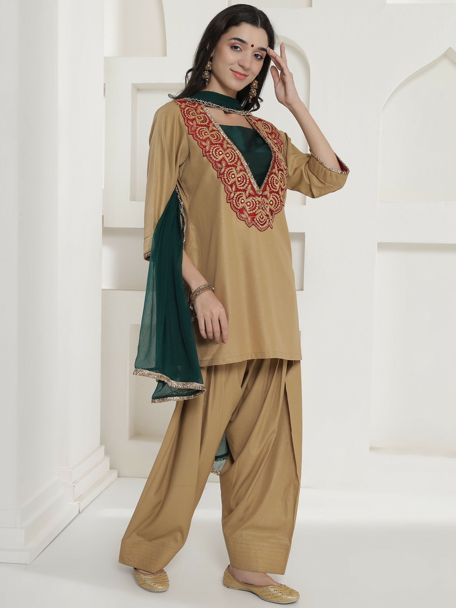 Joban Fashion Golden Farshi Salwaar Suit Set