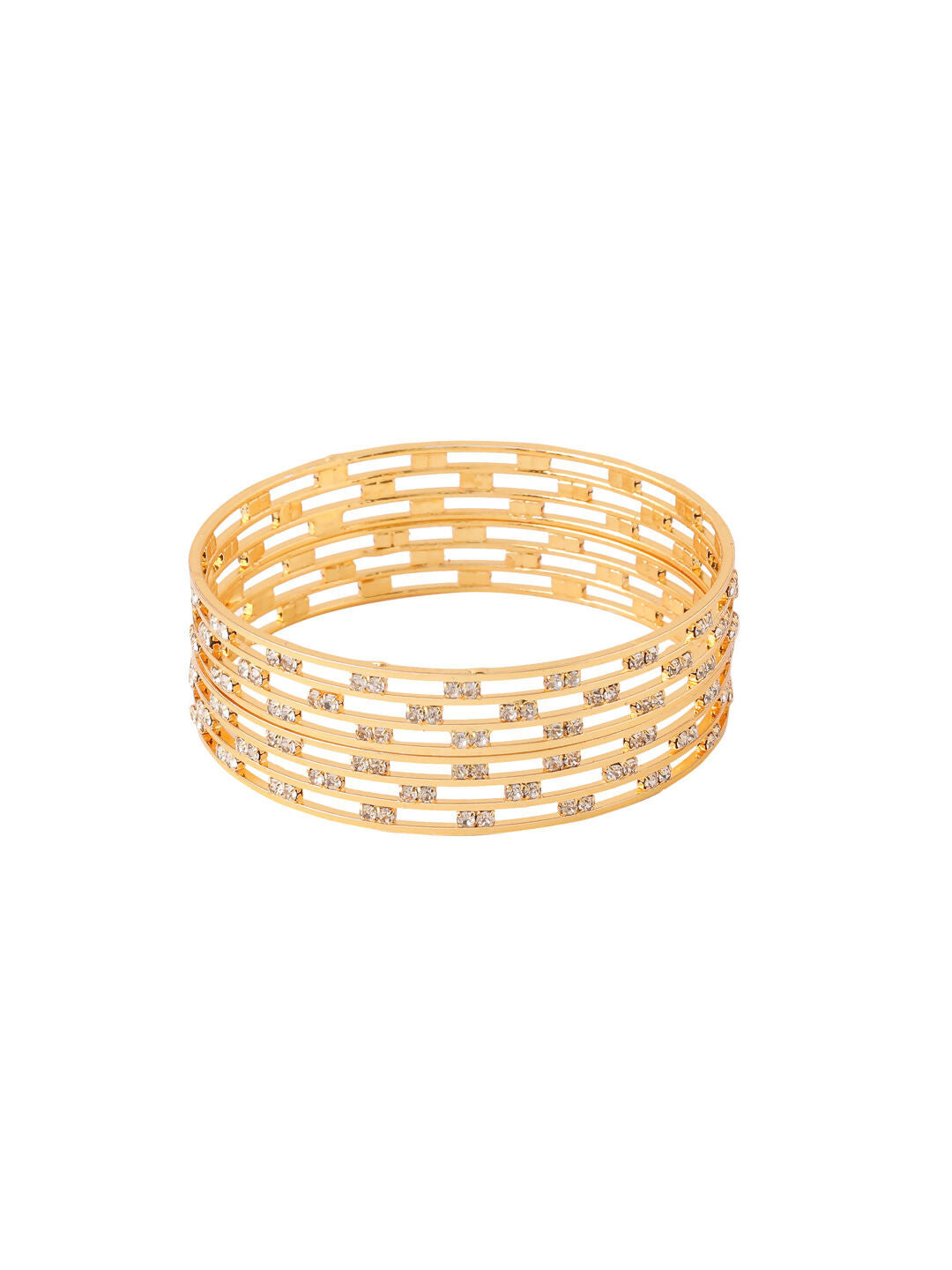 NVR Women Set of 2 Gold-Polished Traditional Bangles