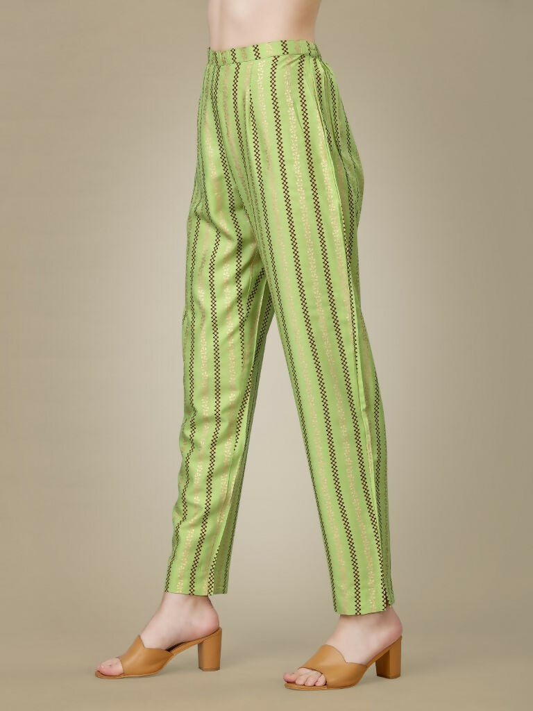 Jyoti Fashion Women's Light Green Rayon Embroidered Kurta Pant Set