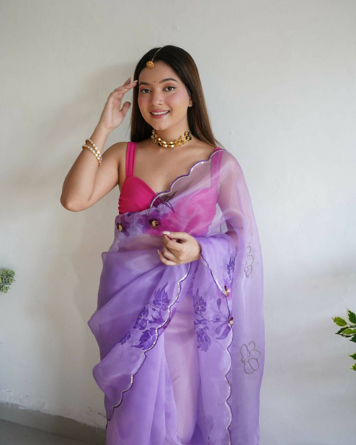 Vamsee Purple Organza Saree