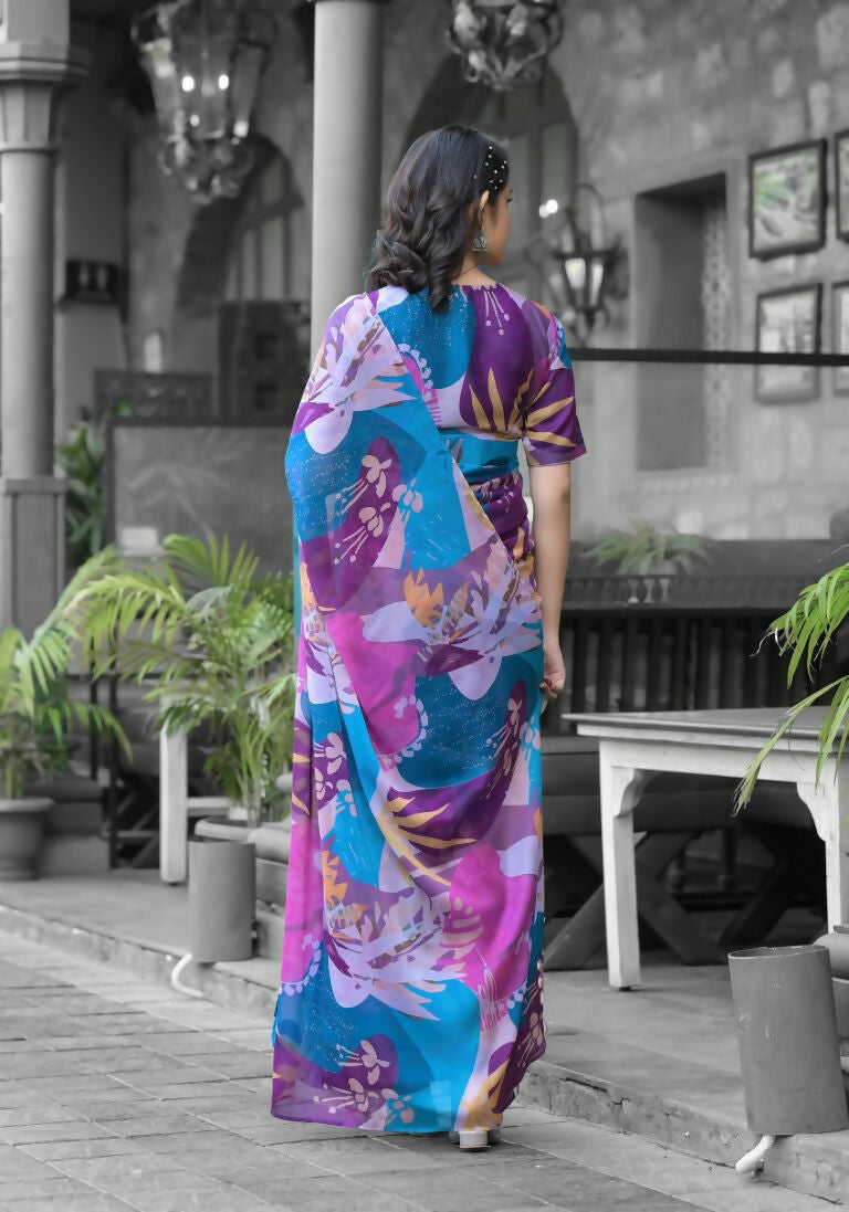 stylish Casual Multi Imported georgette Ready to Wear Fancy Saree - Ashwini