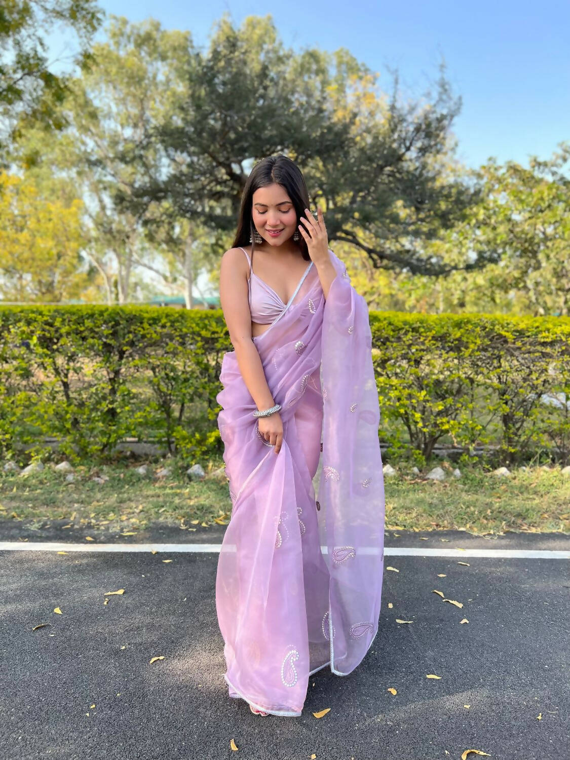 Vamsee Purple Organza Saree