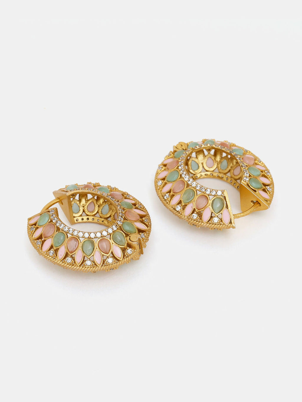 Ruby Raang Gold Polished Multi-Color Kundan Loops