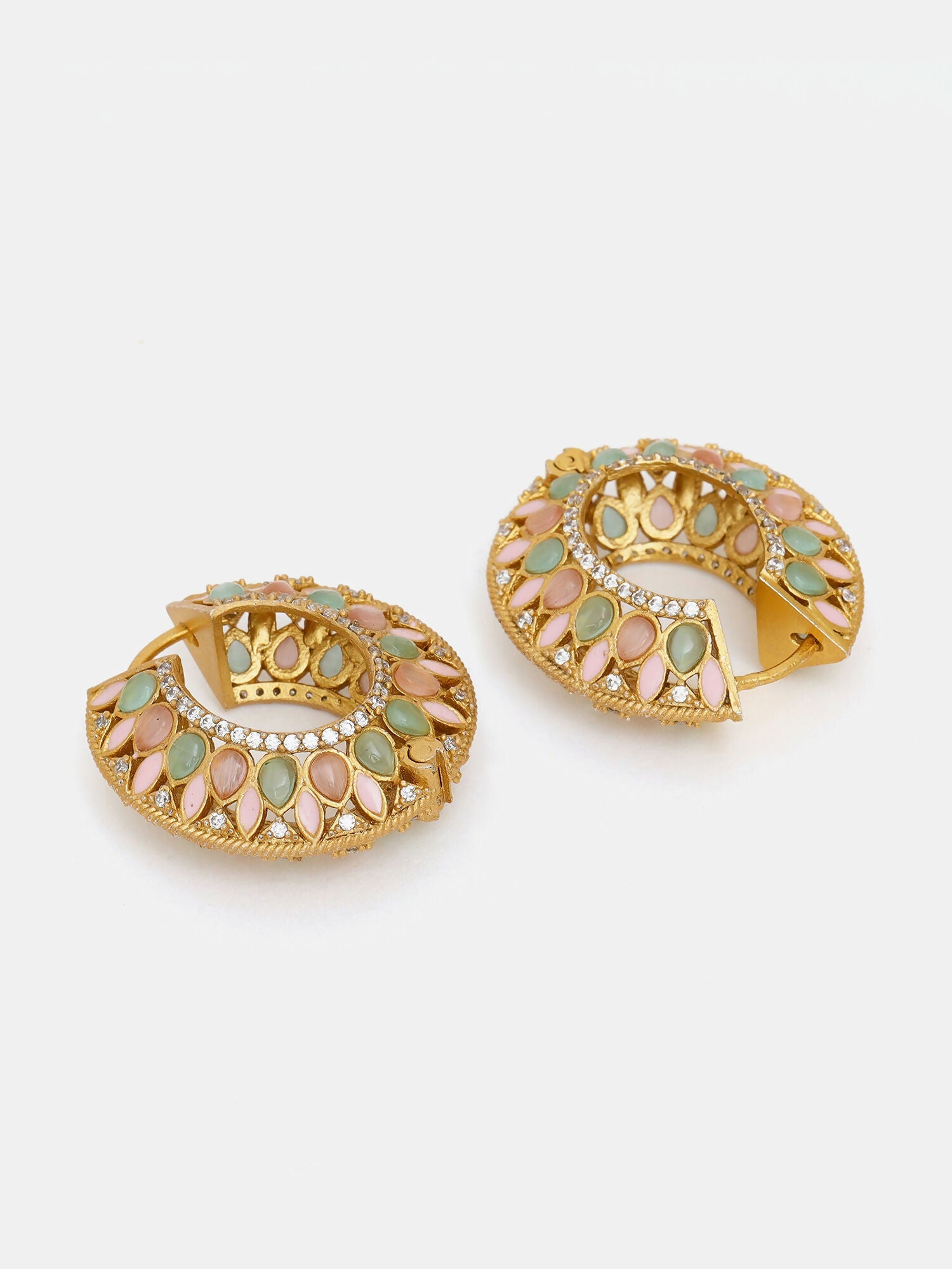 Ruby Raang Gold Polished Multi-Color Kundan Loops