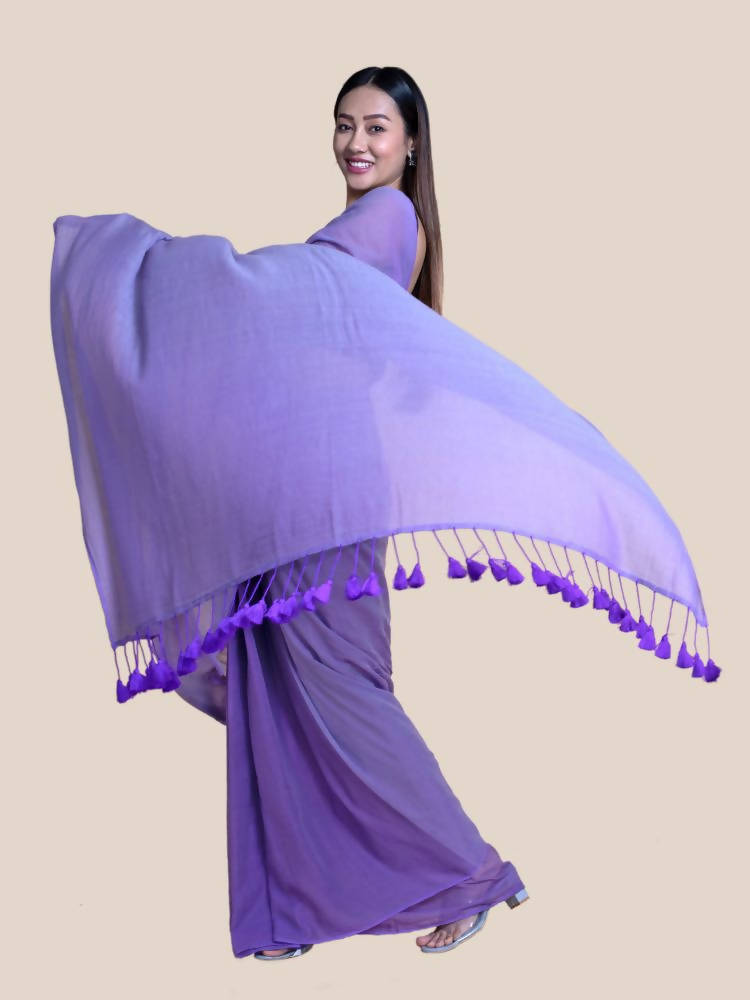 Suta Lavender Solid Mul Saree