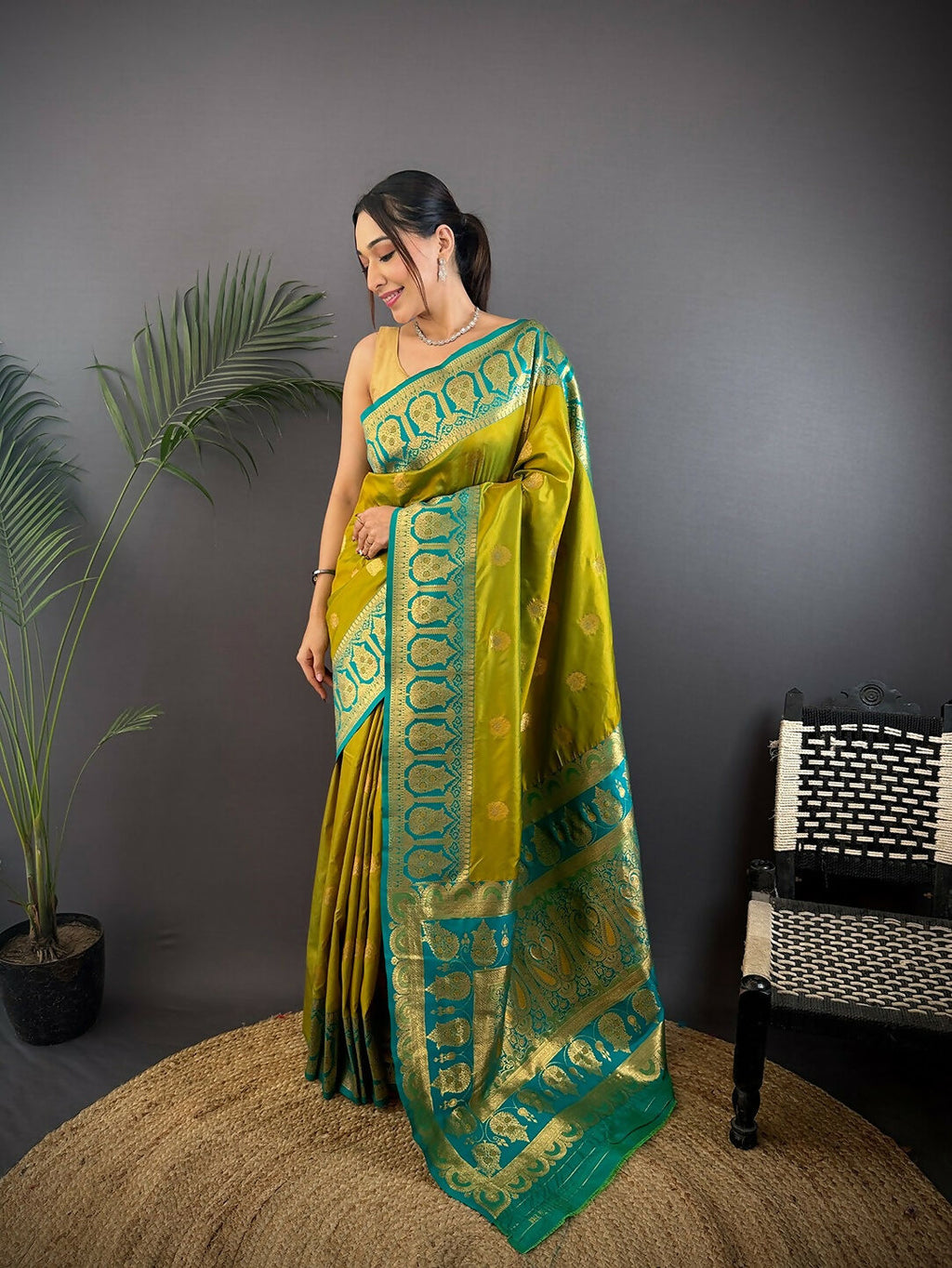 Joban Fashion Teal Butti Banarasi Silk Sarees