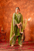 Joban Fashion Olive Green Velvet Embroidery Kurta Set