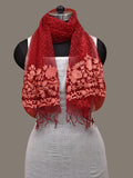 Red Bandhani Organza Stole with Embroidary Work Design - Global Threads