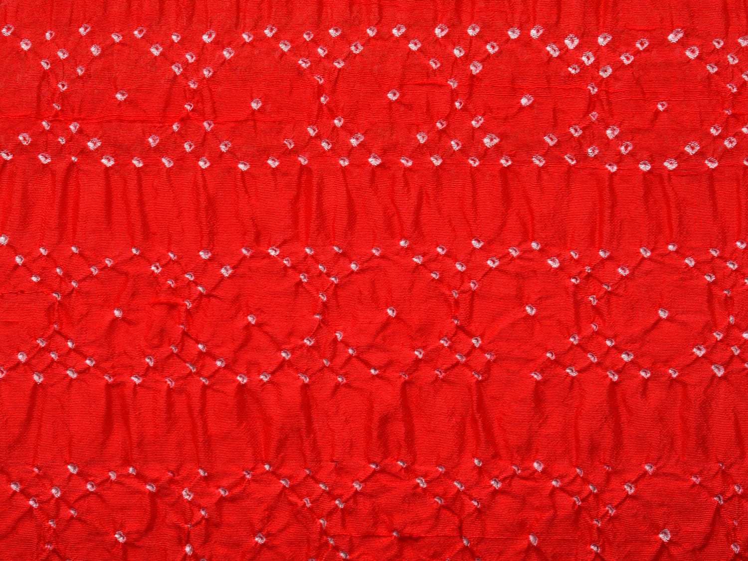 Red Bandhani Silk Stole with Embroidary Work Design - Global Threads