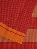 Red ilkal Cotton Handloom Saree with Checks Design No Blouse - Global Threads