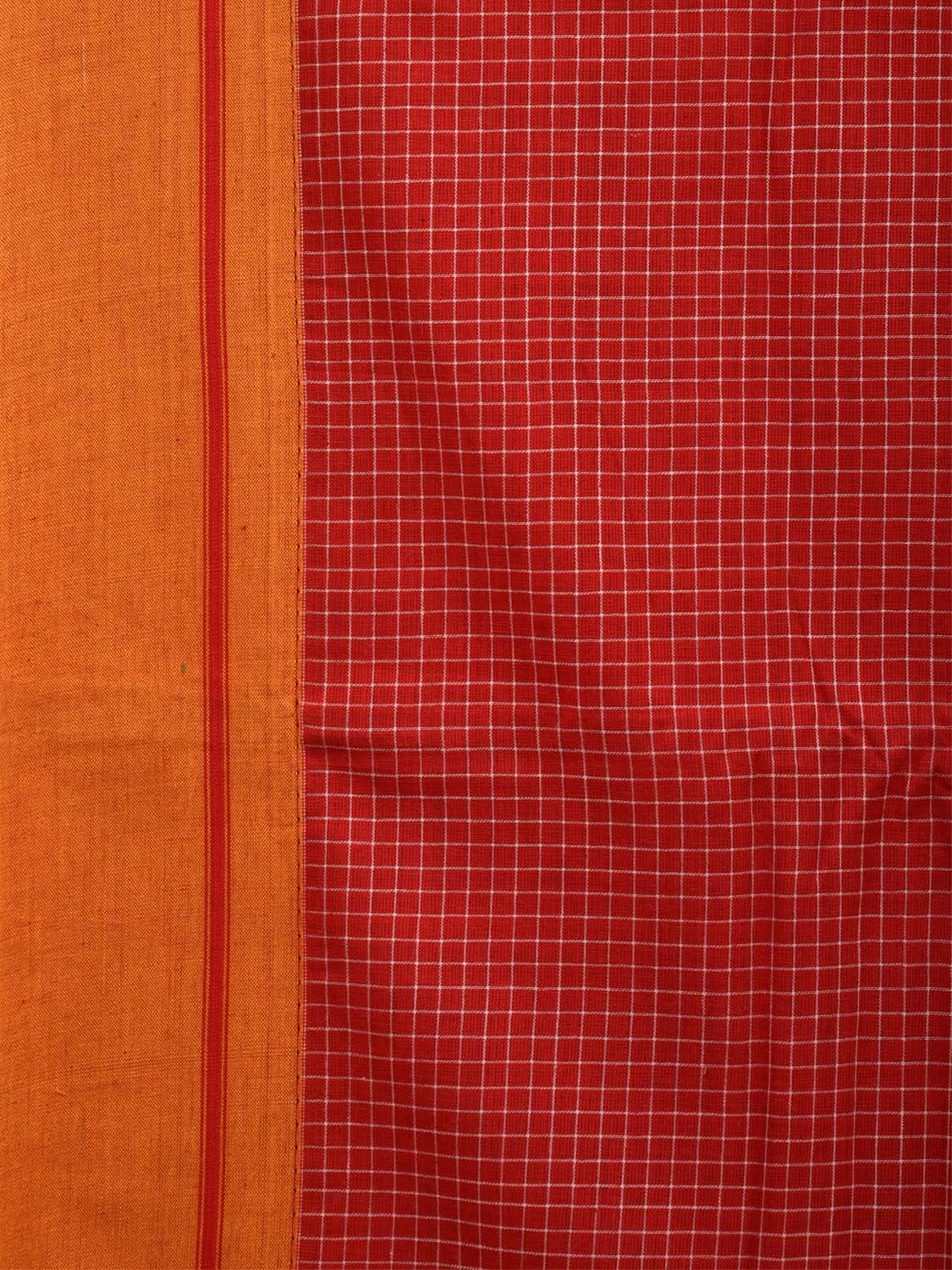 Red ilkal Cotton Handloom Saree with Checks Design No Blouse - Global Threads