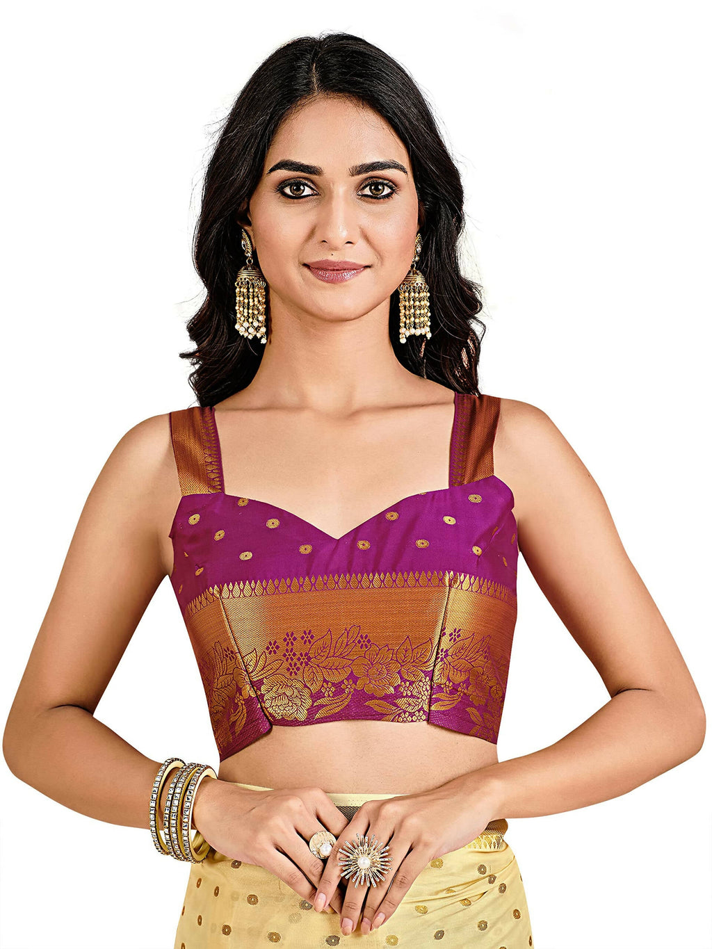 Mimosa Women's Beige Mysore Silk Crepe Saree