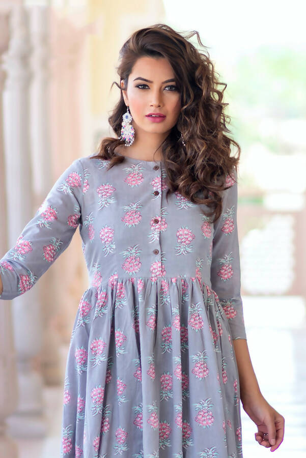 Partywear Designer Lavender Pure Maslin Gown - Anbazaar