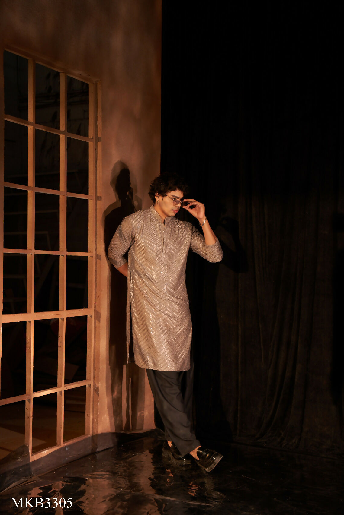 Grey Viscose Chikankari Embroidery Work Men's Kurta Set - Mahotsav