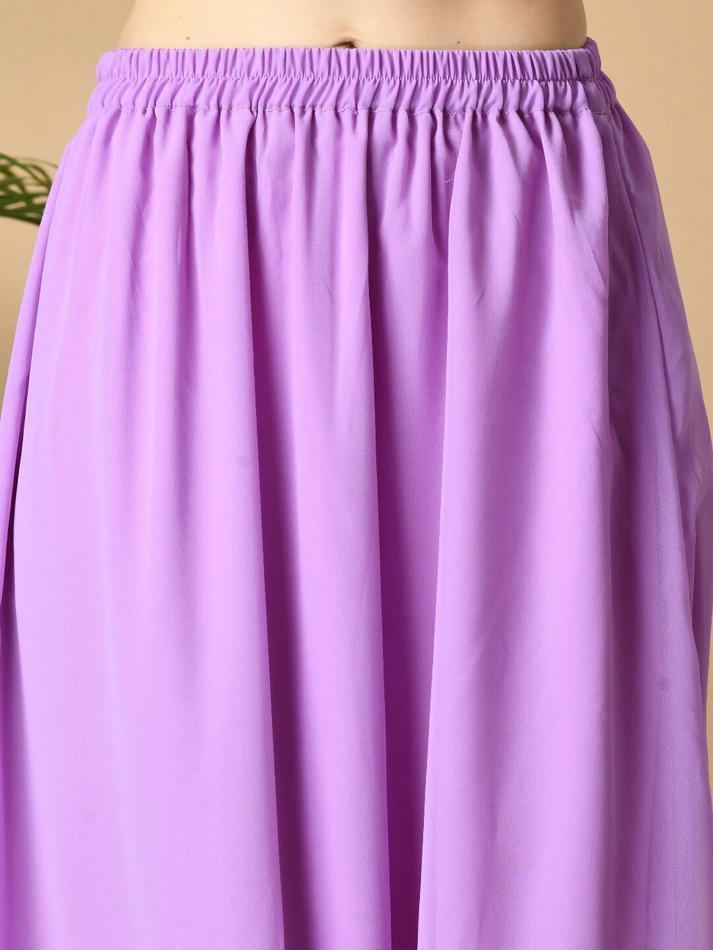 Myshka Women's Purple Georgette Kurti & Skirt With Dupatta Party Sets