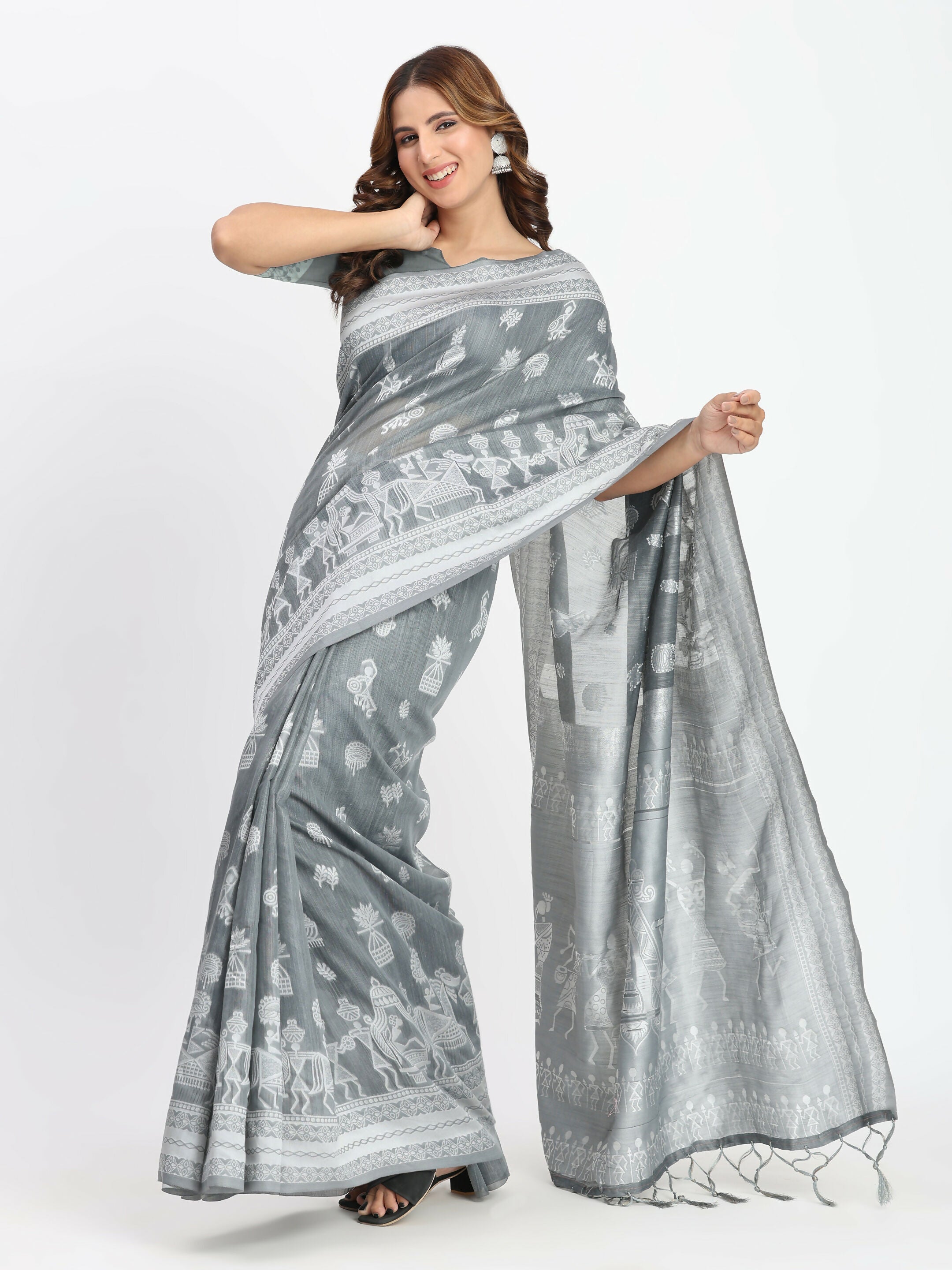 Shree Shyam Fashion Linen Cotton Pink Saree