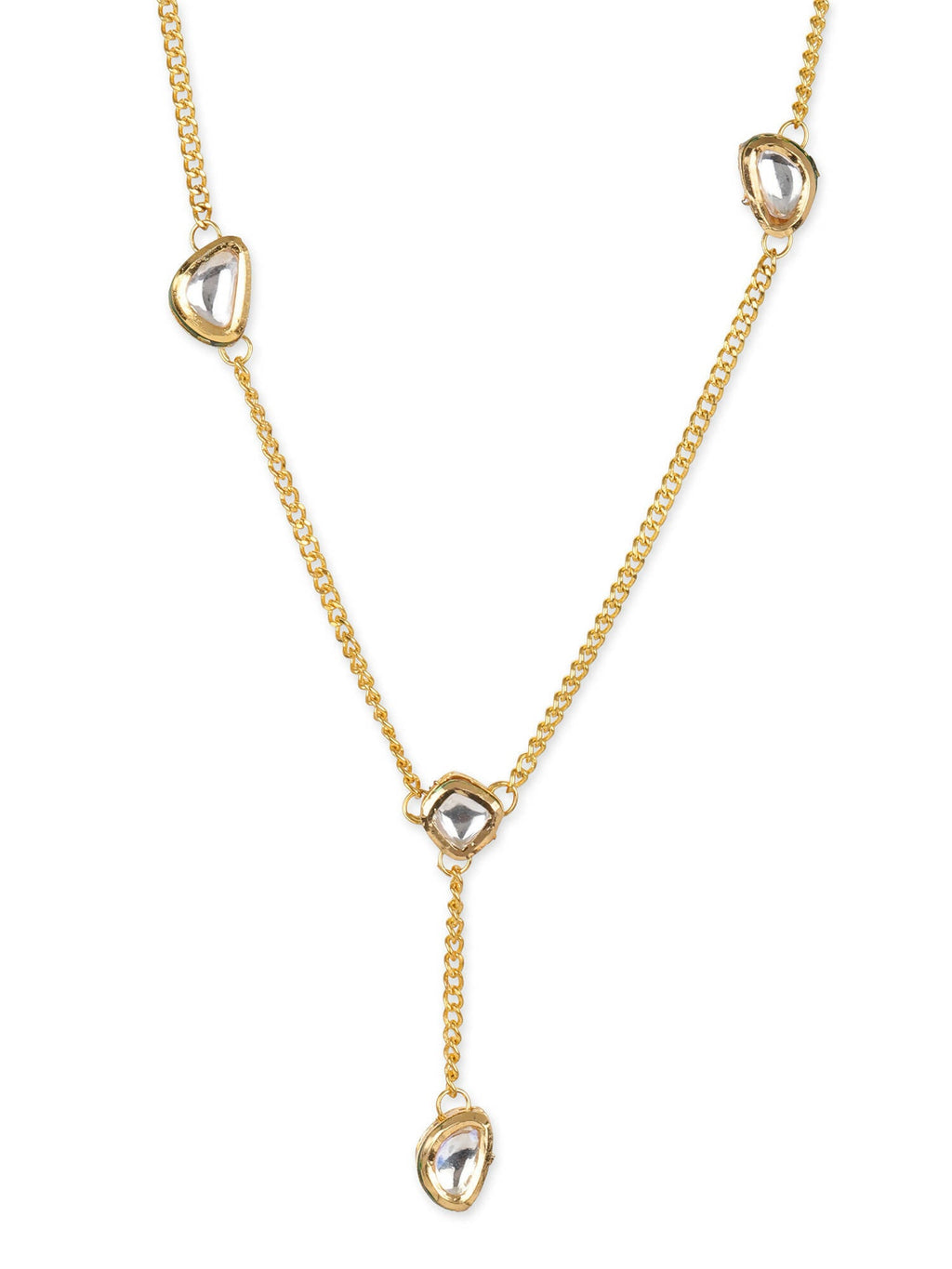 Gold-Toned White Brass Gold-Polished Necklace - Ruby Raang