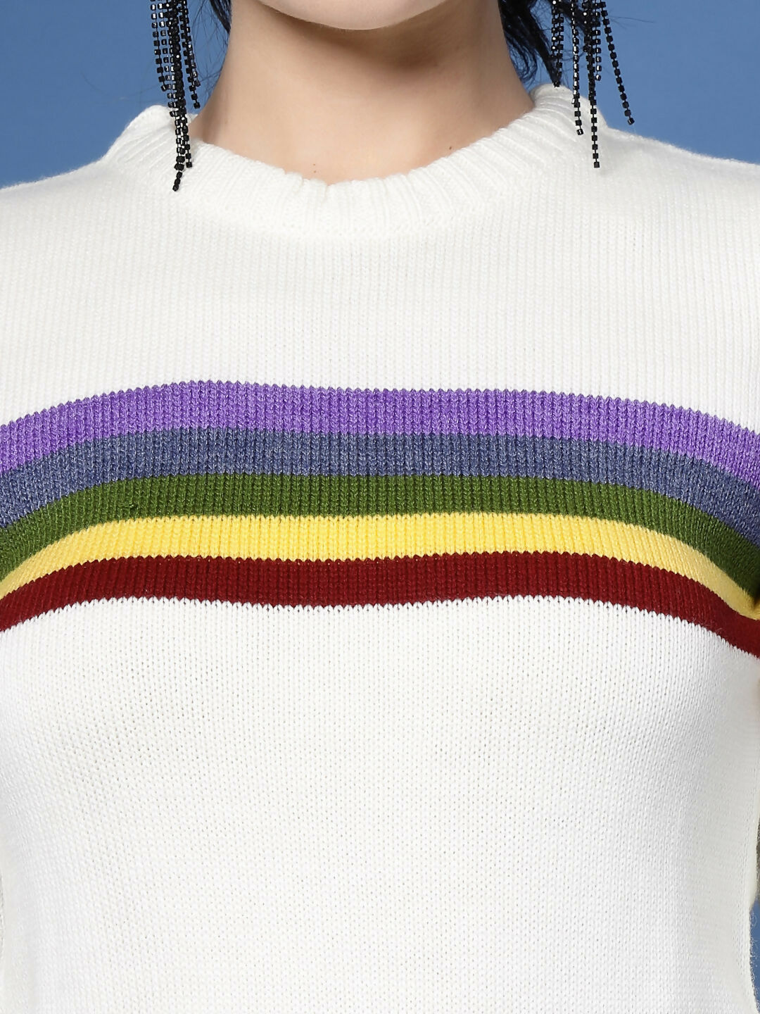 Women Winter White Acrylic Sweater - Wool Trees
