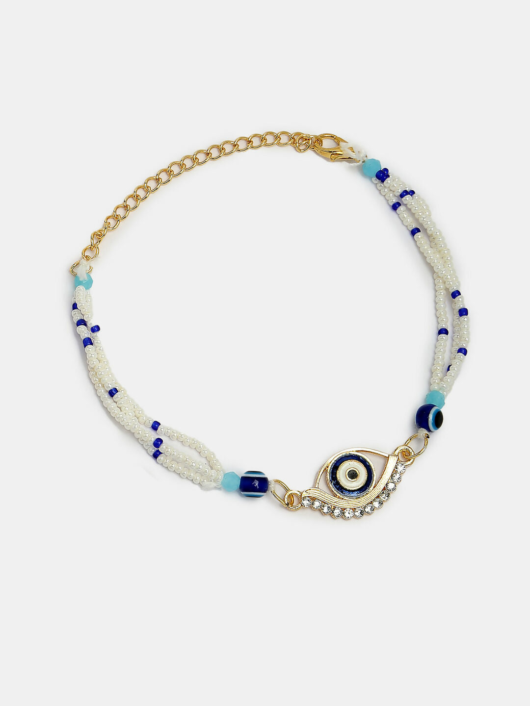 NVR Women & Men Set of 2 Blue Evil Eye Bhaiya Bhabhi Rakhi Set With Roli Chawal