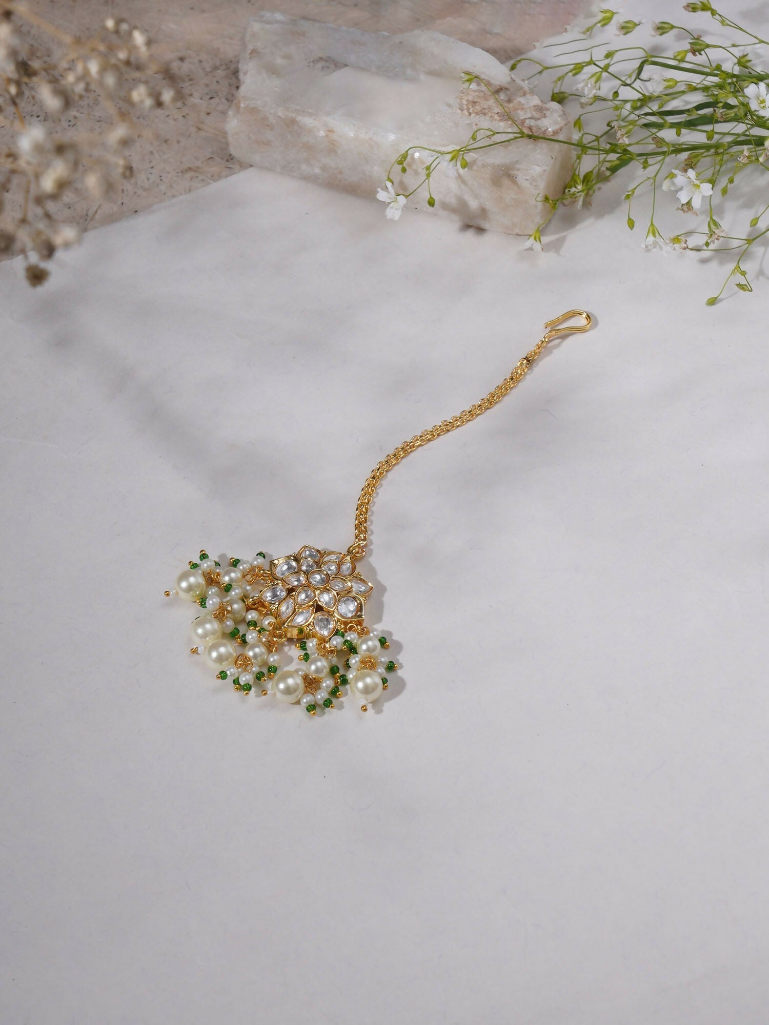 Kundan Maang Tikka (Gold) - Ruby Raang
