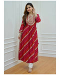 Alvano Women's Sequence Naira Cut Kurti with Pant set Printed Rayon