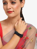 Women's Gold-Toned, Navy Blue Green Onyx Gold-Polished Multistrand Bracelet - Ruby Raang