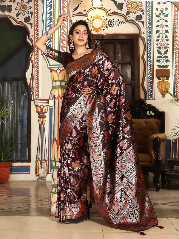 Shree Shyam Fashion Maroon Silk Saree