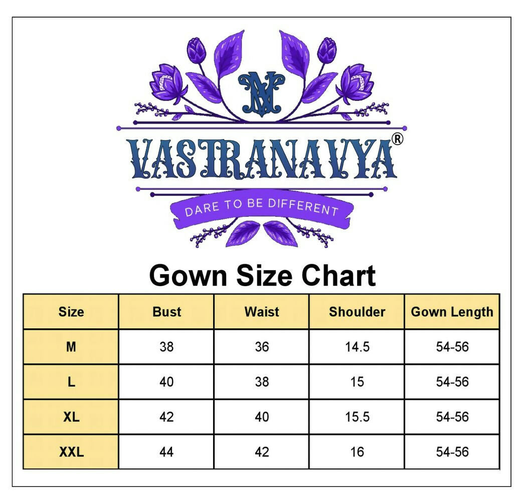 Vastranavya Multicolor Russian Silk Foil Embroidery with Zari Sequins & Digital Printed Gown Dupatta
