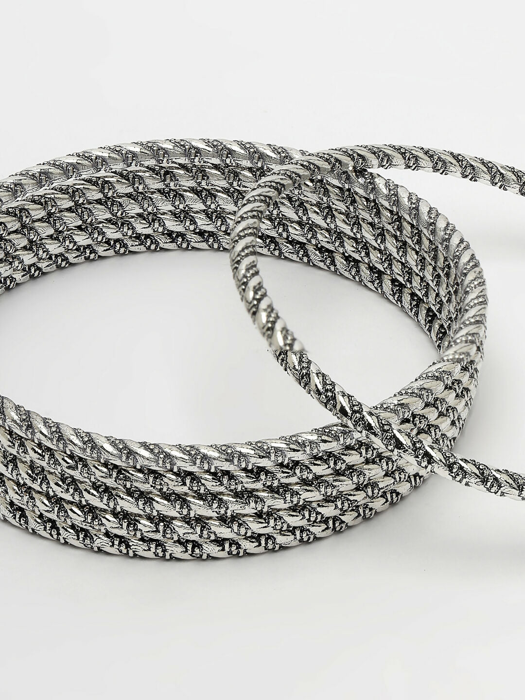 NVR Women's Set of 6 Silver-Toned German Silver Oxidised Bangles