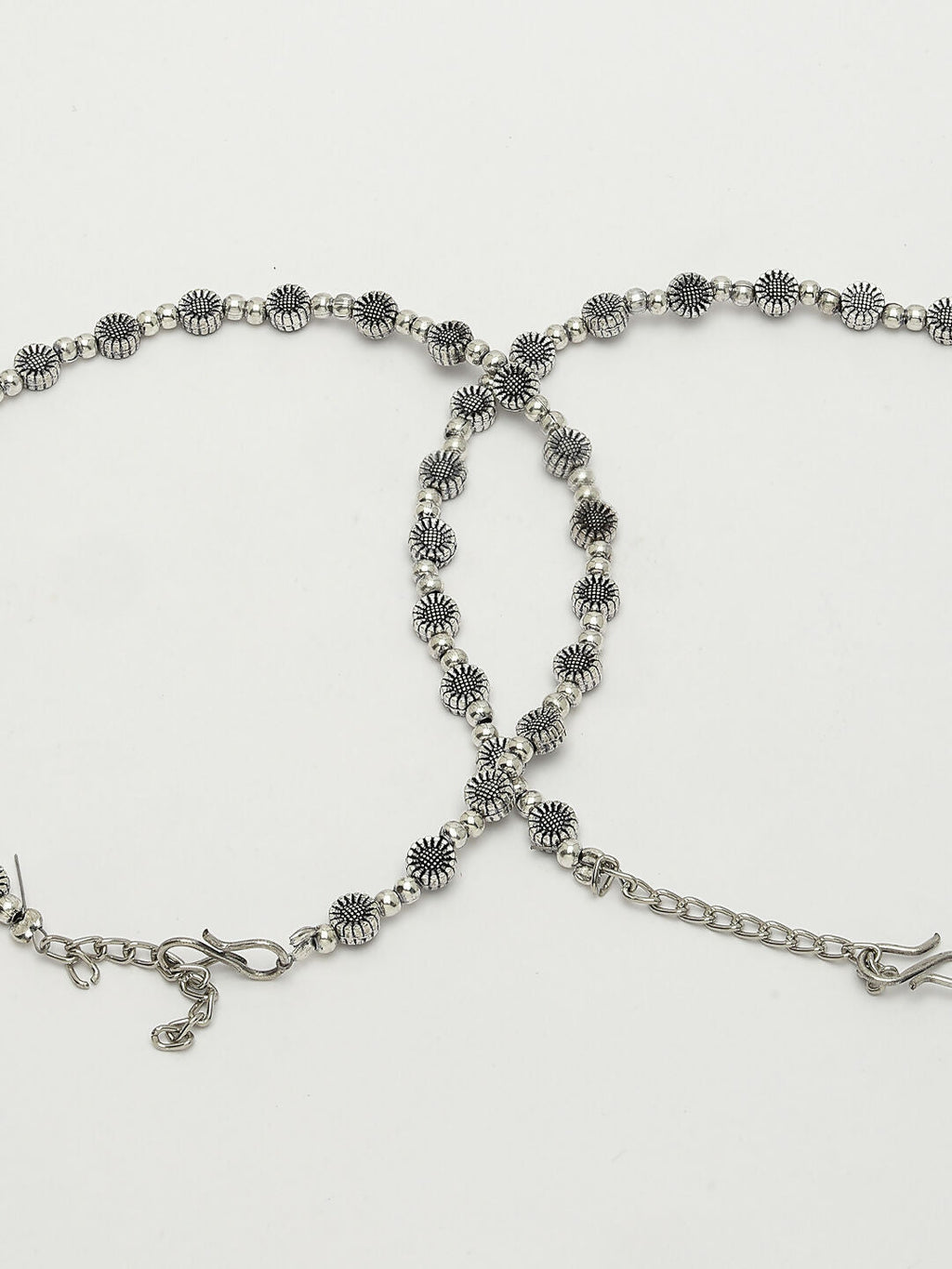 NVR Women's Set of 2 Silver-Plated German Silver Anklets