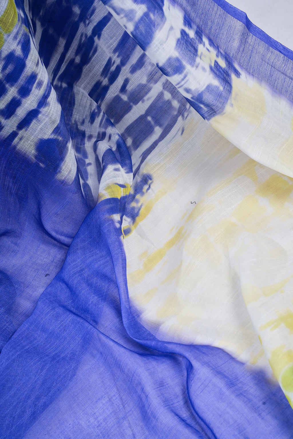 Vastranavya Blue Digital Printed Linen Ready To Wear Designer Saree with Unstitched Blouse