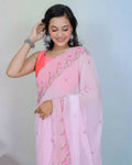 Vamsee Rashmika Baby Pink Georgette Saree