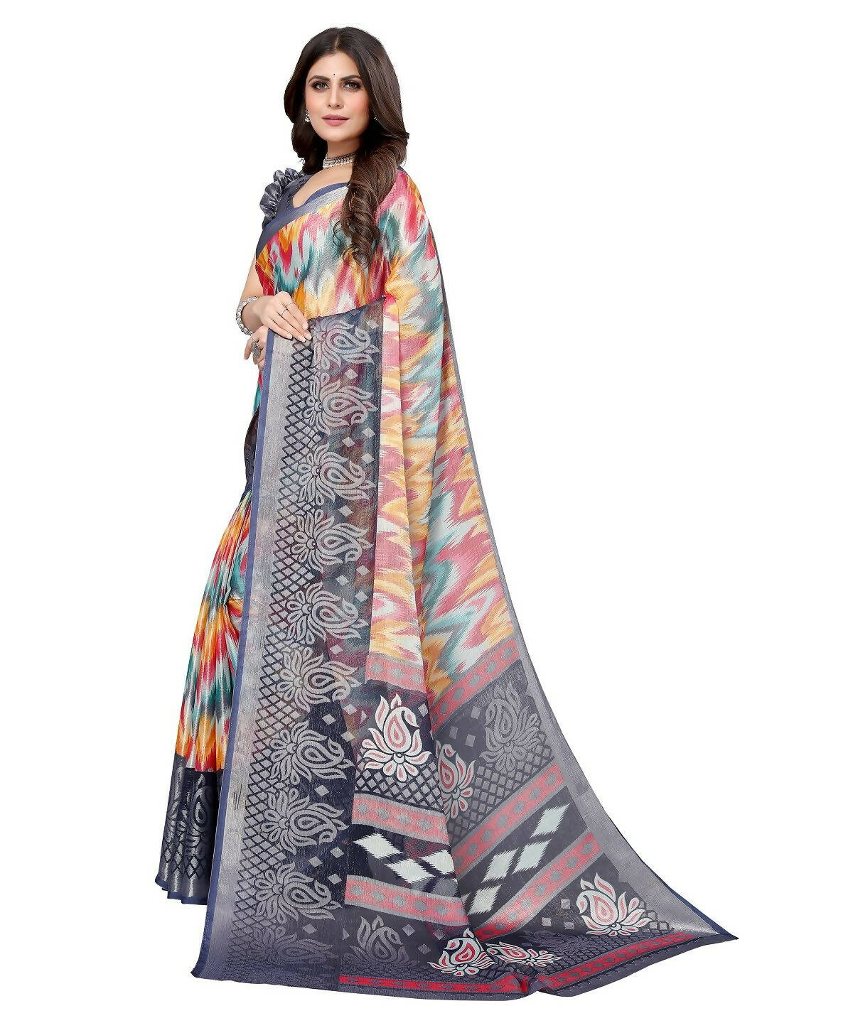 Vamika Grey Chiffon Brasso Bollywood Style Woven Saree (KARUNA GREY)