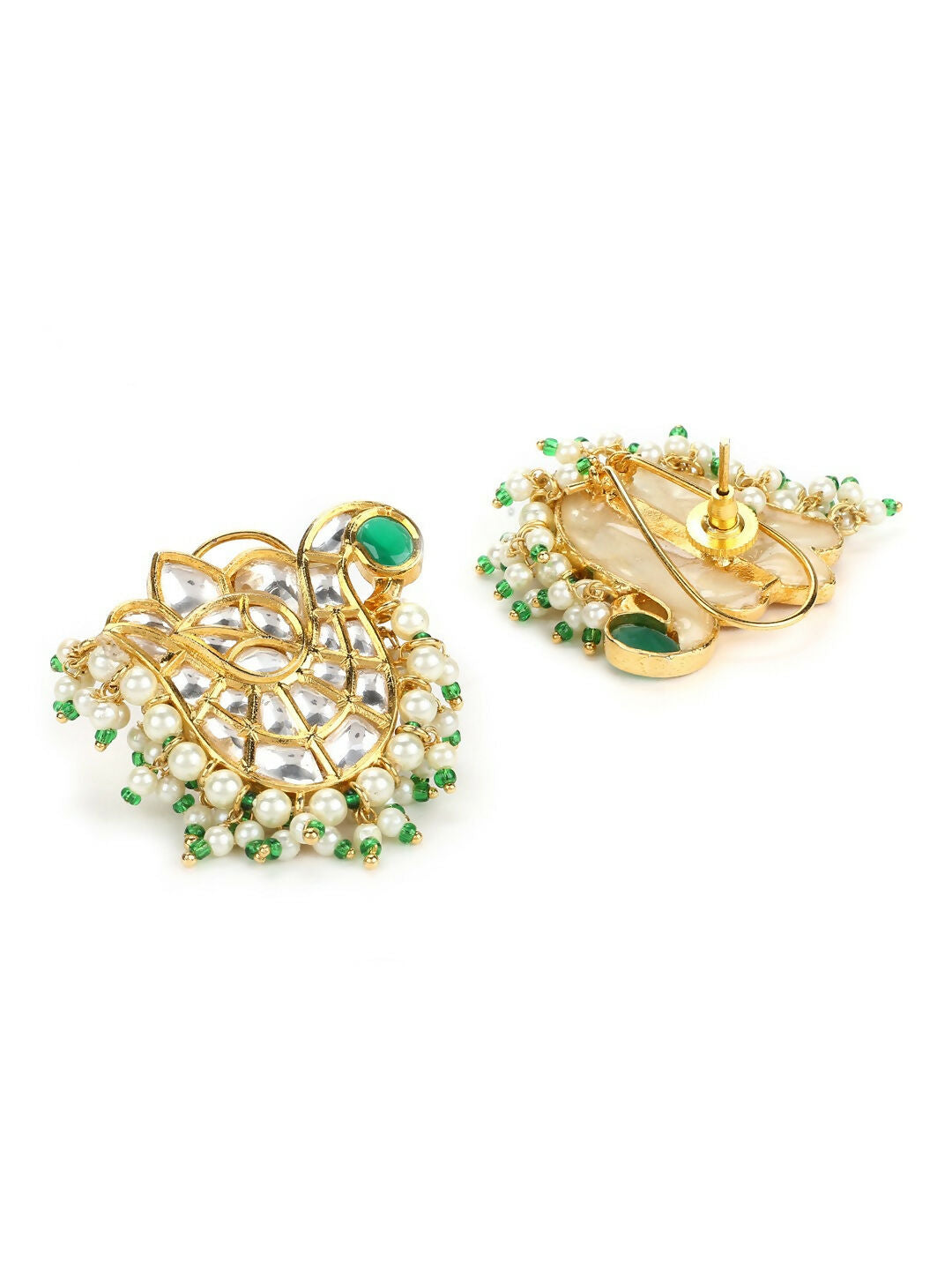 Oversized Kundan Studs with Meenakari- Ruby Raang